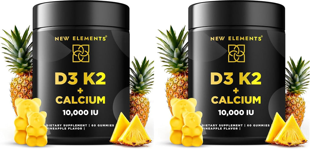 New Elements Vitamin D3 K2 Gummies 10000 IU con Calcio 100mg