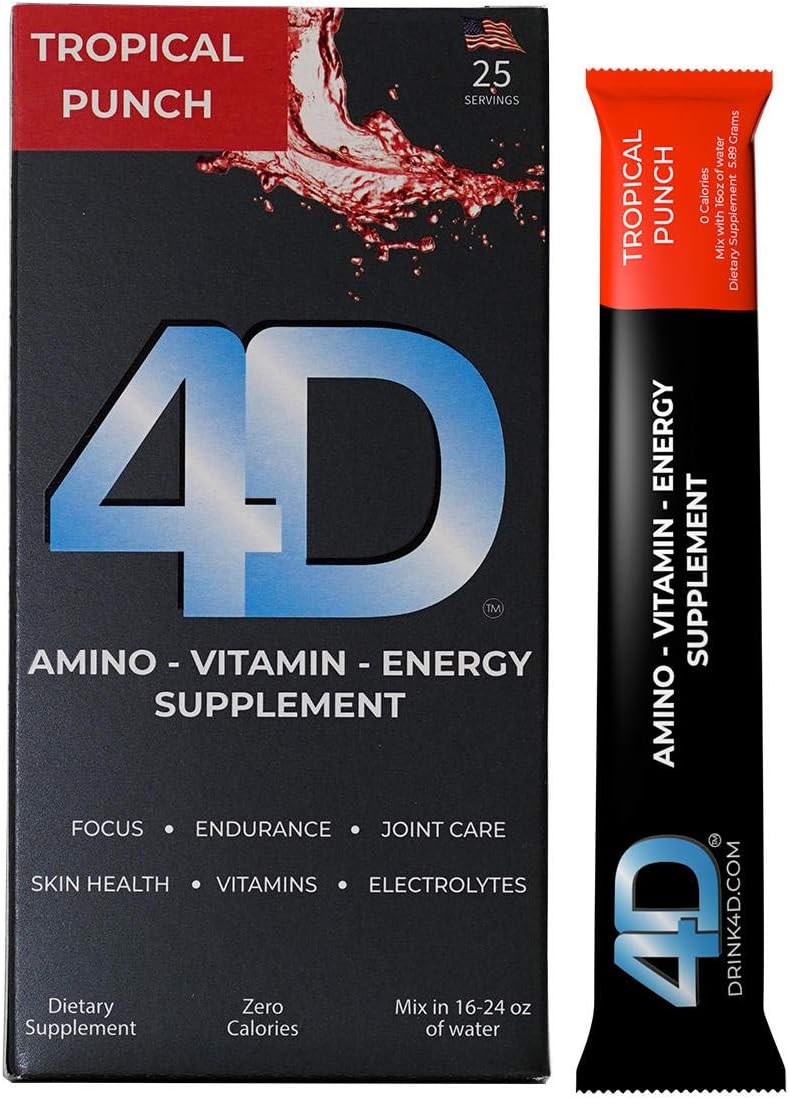 4D Clean Energy Suplemento de Aminoácidos, Vitaminas y Energía, 25 unidades