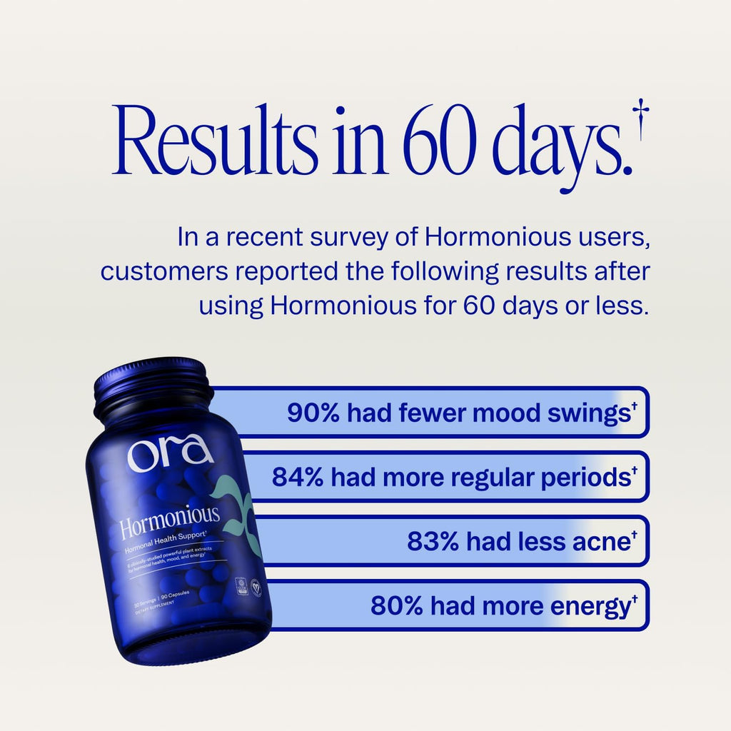 Ora Organic Suplemento Natural para el Equilibrio Hormonal Femenino - Ashwagandha, Maca, Bardana, Cordyceps y Vitamina C - 90 Cápsulas