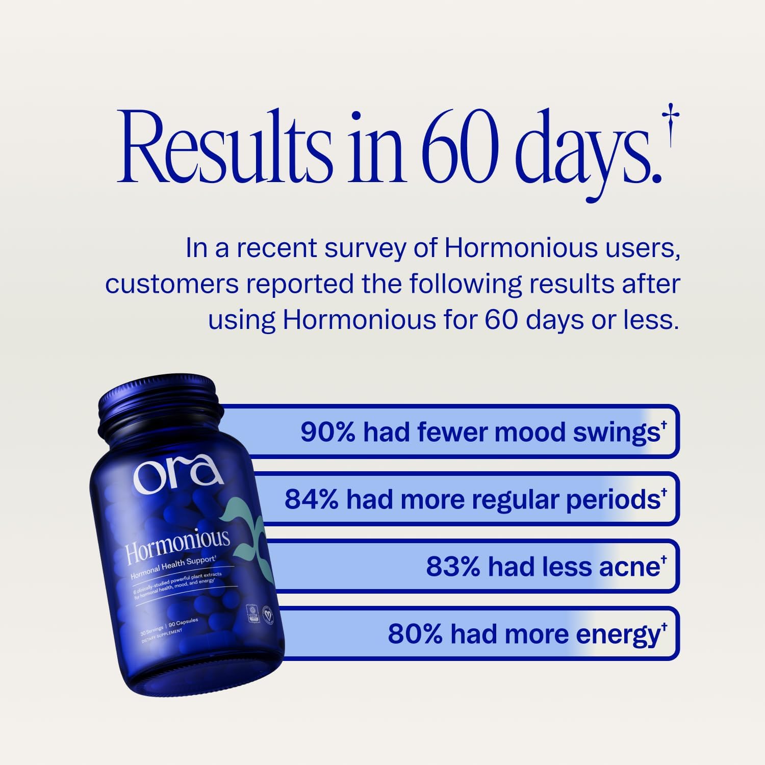 Ora Organic Suplemento Natural para el Equilibrio Hormonal Femenino - Ashwagandha, Maca, Bardana, Cordyceps y Vitamina C - 90 Cápsulas