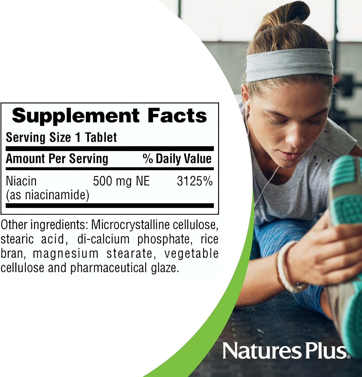 NaturesPlus Niacinamida 500 mg, 90 Comprimidos - Vitamina B3 de Alta Potencia - Sin Enrojecimiento, Vegetariano, Sin Gluten