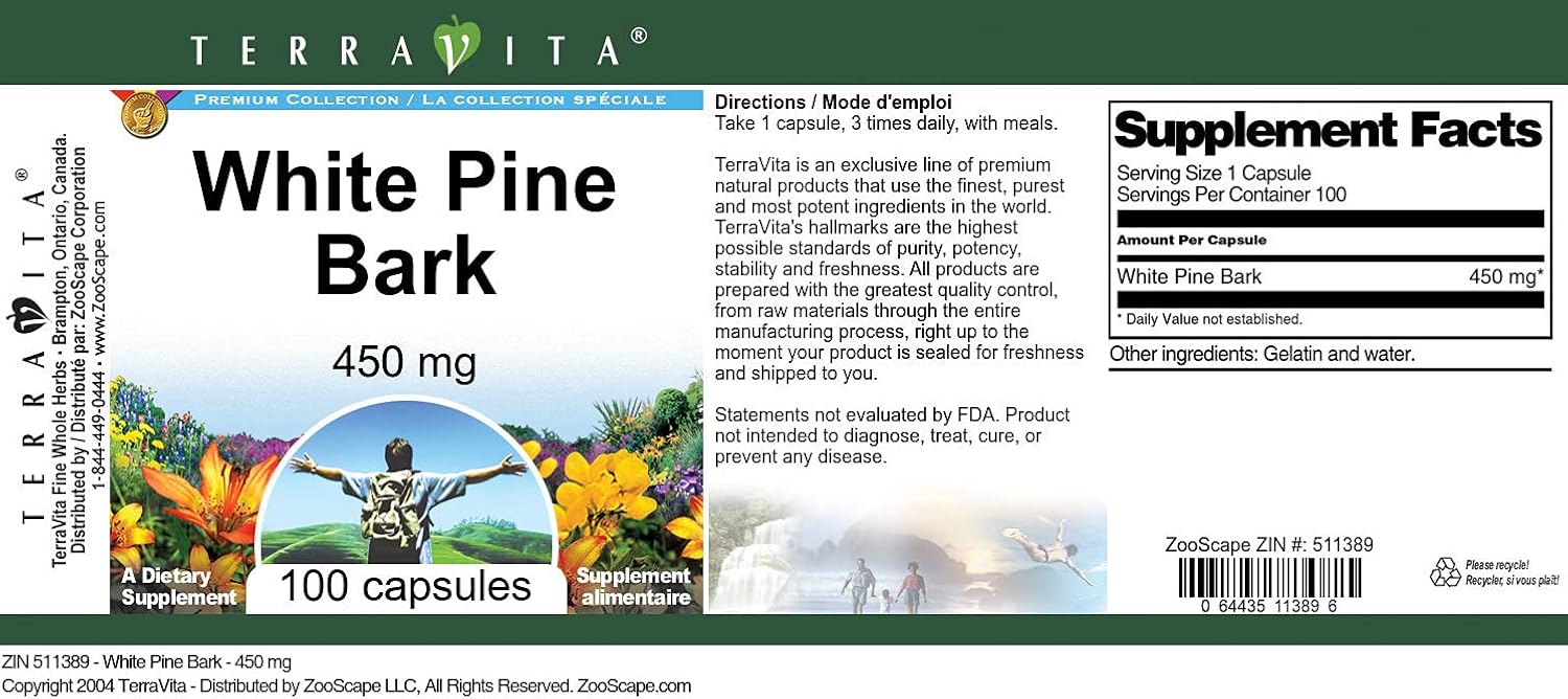 White Pine Bark - 450 mg (100 Capsules)