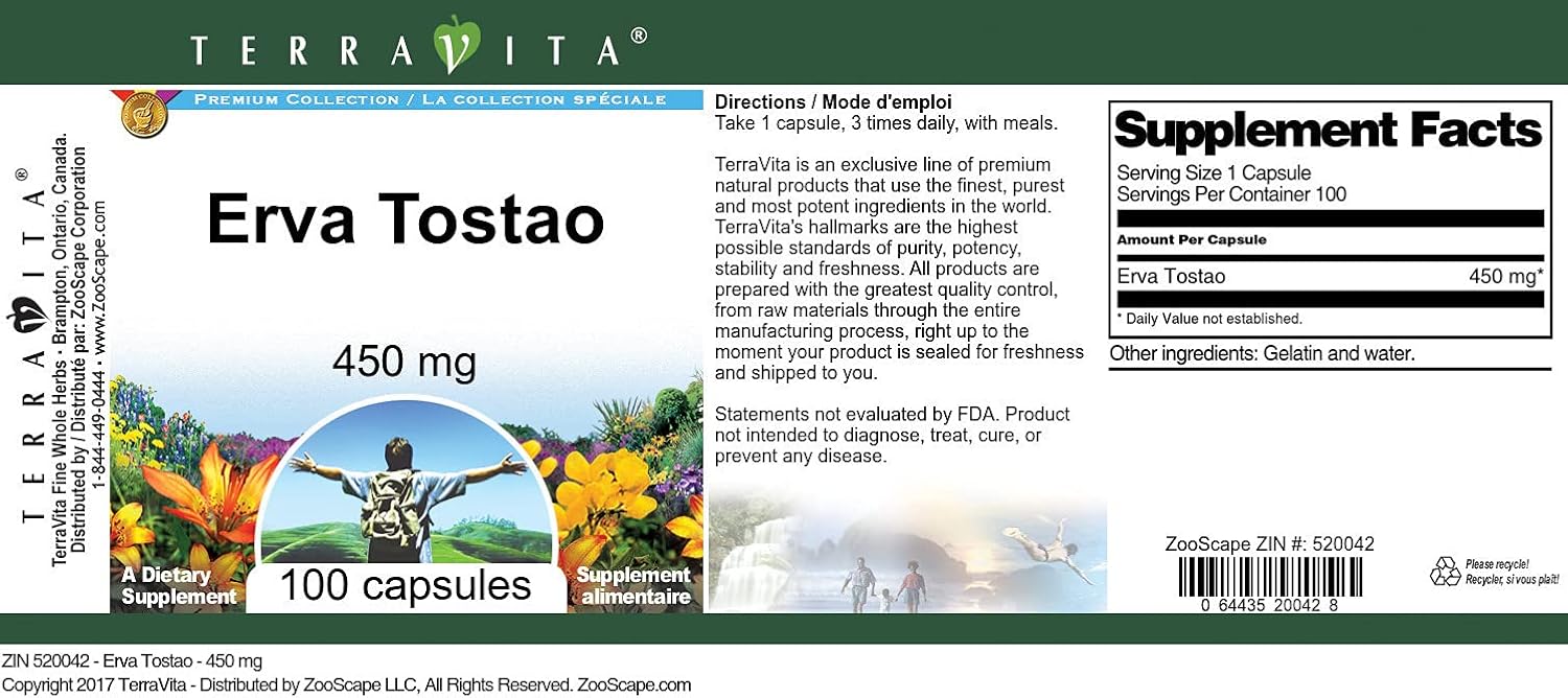 Erva Tostao - 450 mg (100 Cápsulas) - Pack de 3