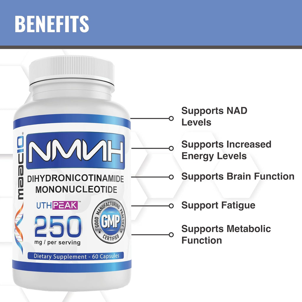 MAAC10 NMNH (Dihidronicotinamida Mononucleótido) 250 mg por Dosis | 60 Cápsulas | Uthpeak™