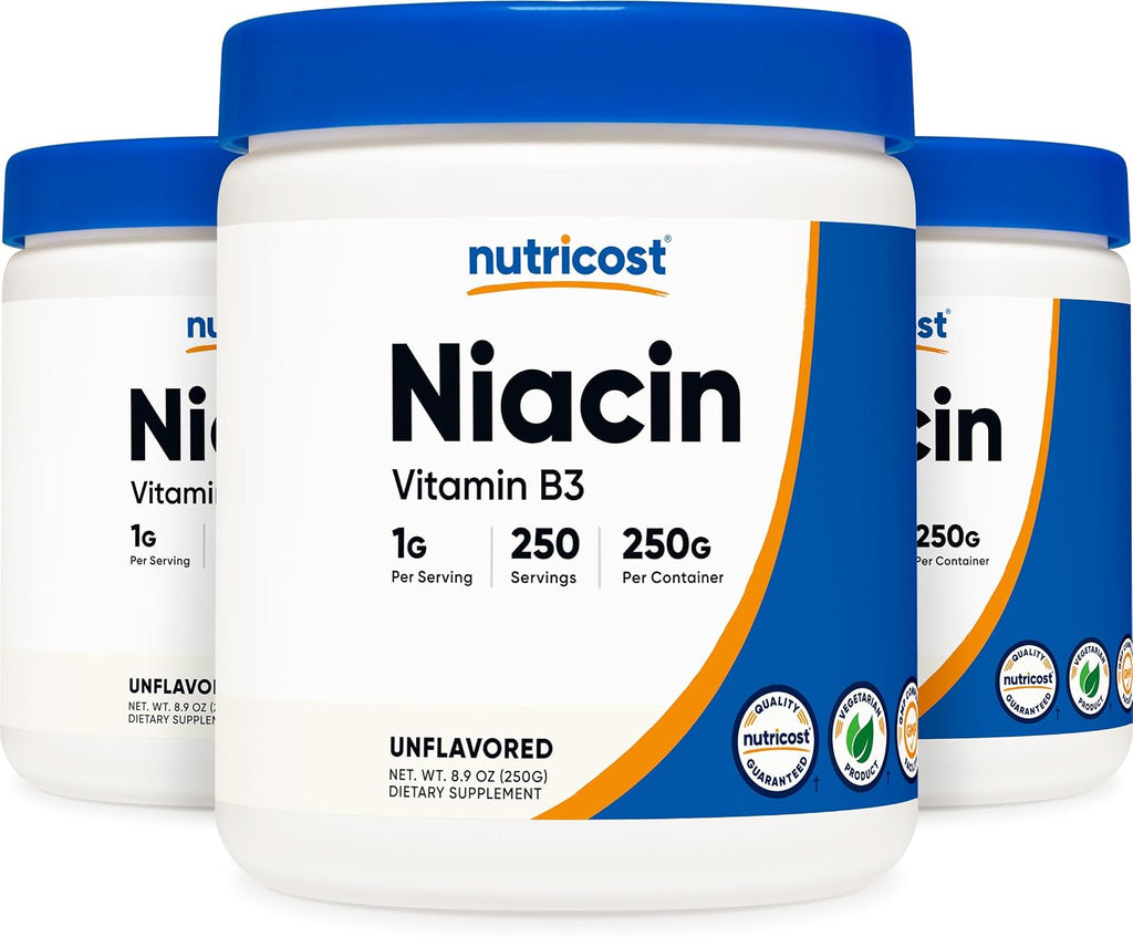 Nutricost Niacina Vitamina B3 en Polvo 500 g (2 Paquetes de 250 g) – 1 g por ración