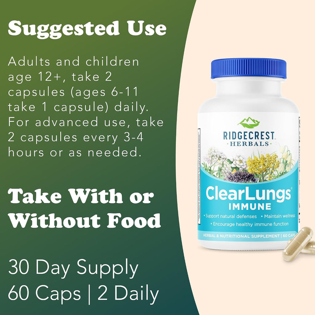 RidgeCrest Herbals ClearLungs Immune, 60 Cápsulas Veganas