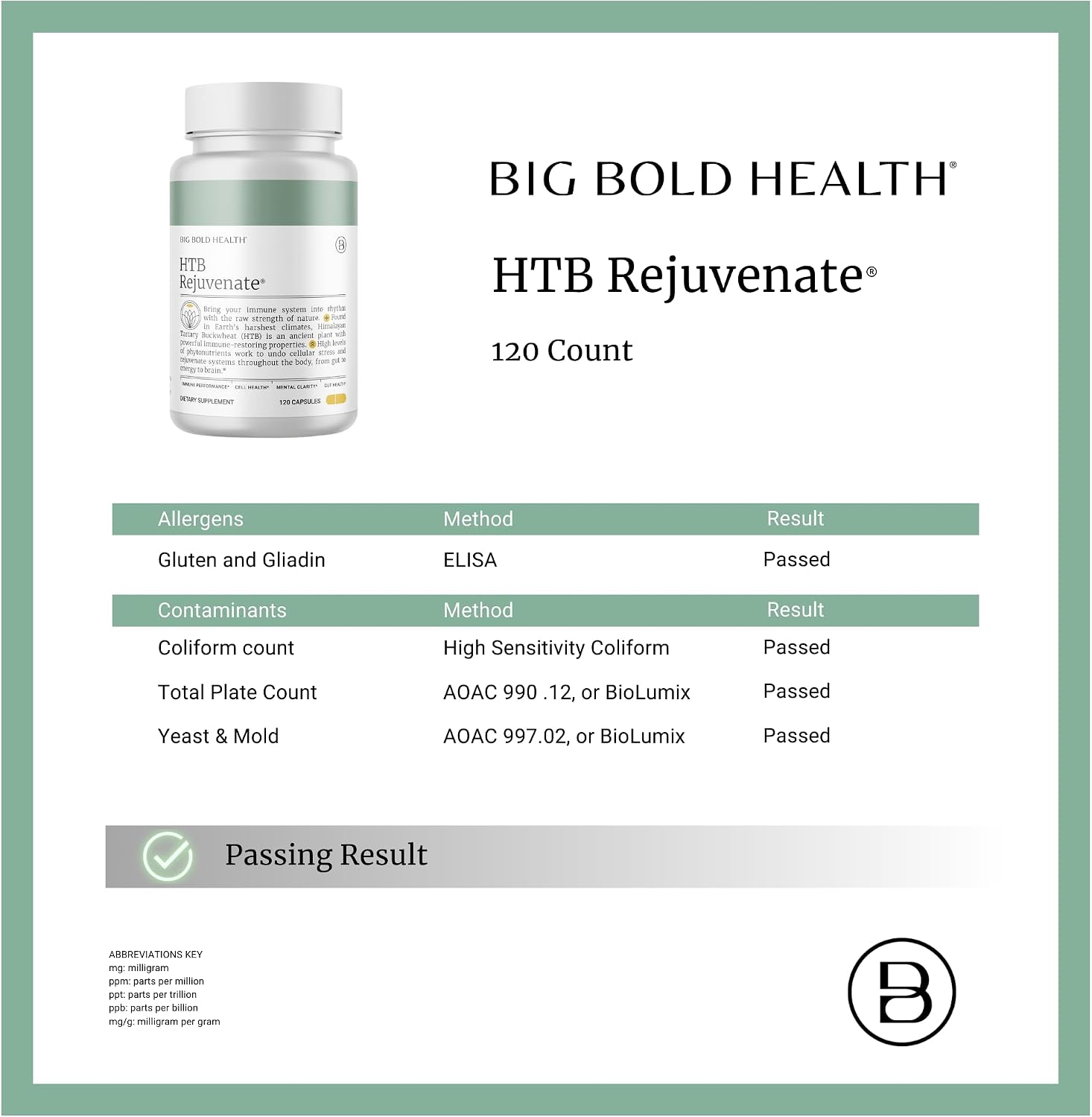 BIG BOLD HEALTH HTB Immune Rejuvenate – Trigo Sarraceno del Himalaya – Suplemento de Polifenoles – Sin Gluten, Sin Lácteos, No Transgénico – 120 Cápsulas Vegetales