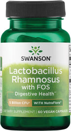 Swanson Lactobacillus Rhamnosus con FOS - 5 mil millones UFC - 60 Cápsulas Veganas
