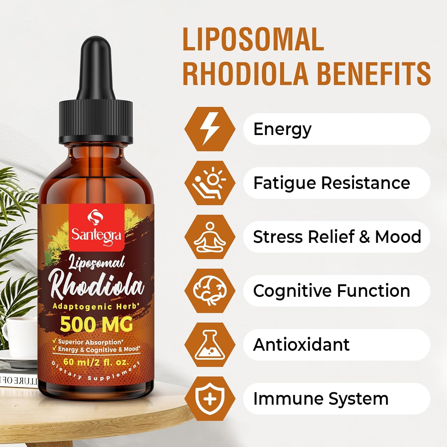 Santegra Rhodiola Rosea Liposomal 500 mg – Líquido Vegano 60 ml