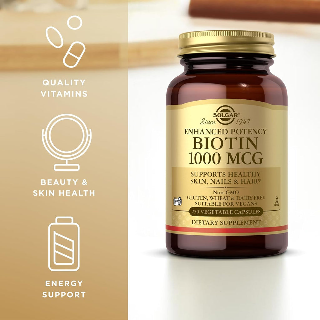 Solgar Biotina 1000 mcg - Paquete de 2 unidades de 250 cápsulas vegetales