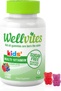 Wellvites Kids Multivitamin Gummies - Gominolas multivitamínicas infantiles sin azúcar, veganas, 60 unidades