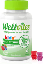 Wellvites Kids Multivitamin Gummies - Gominolas multivitamínicas infantiles sin azúcar, veganas, 60 unidades