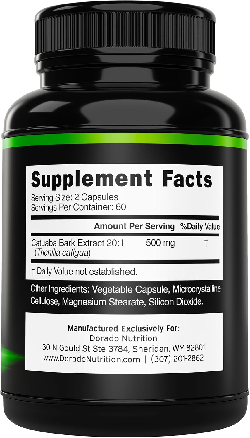 Extracto de Corteza de Catuaba 10.000 mg por Dosis (120 Cápsulas) - Dorado Nutrition