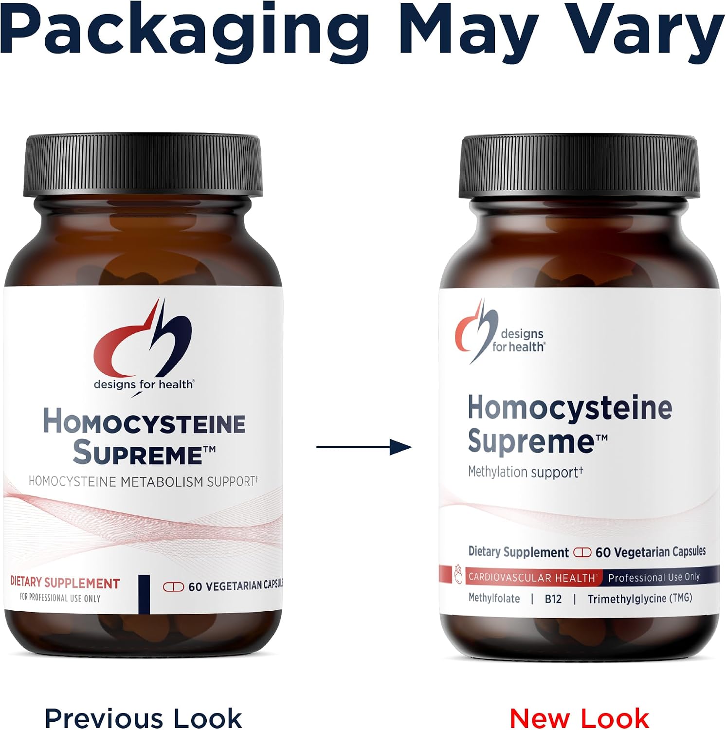 Designs for Health Homocysteine Supreme - Vitaminas B Metiladas con Riboflavina, B6, B12, Folato, L-Serina y TMG - Apoyo para el Corazón y el Cerebro (60 Cápsulas)