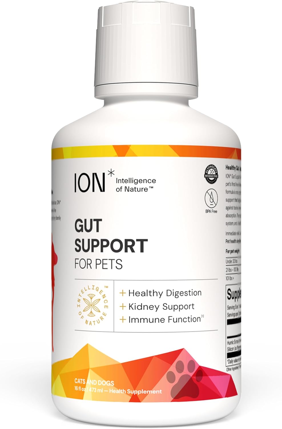 ION* Gut Support For Pets - Suplemento Líquido para la Salud Intestinal de Perros y Gatos - 473 ml