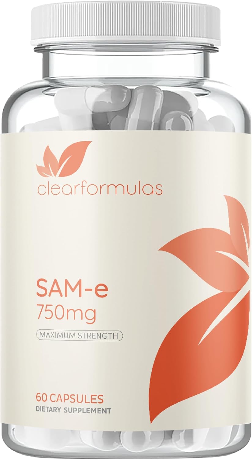 Clear Formulas Bioactive SAM-e 750mg - 60 Cápsulas Veganas No GMO