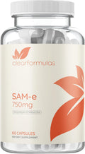 Clear Formulas Bioactive SAM-e 750mg - 60 Cápsulas Veganas No GMO