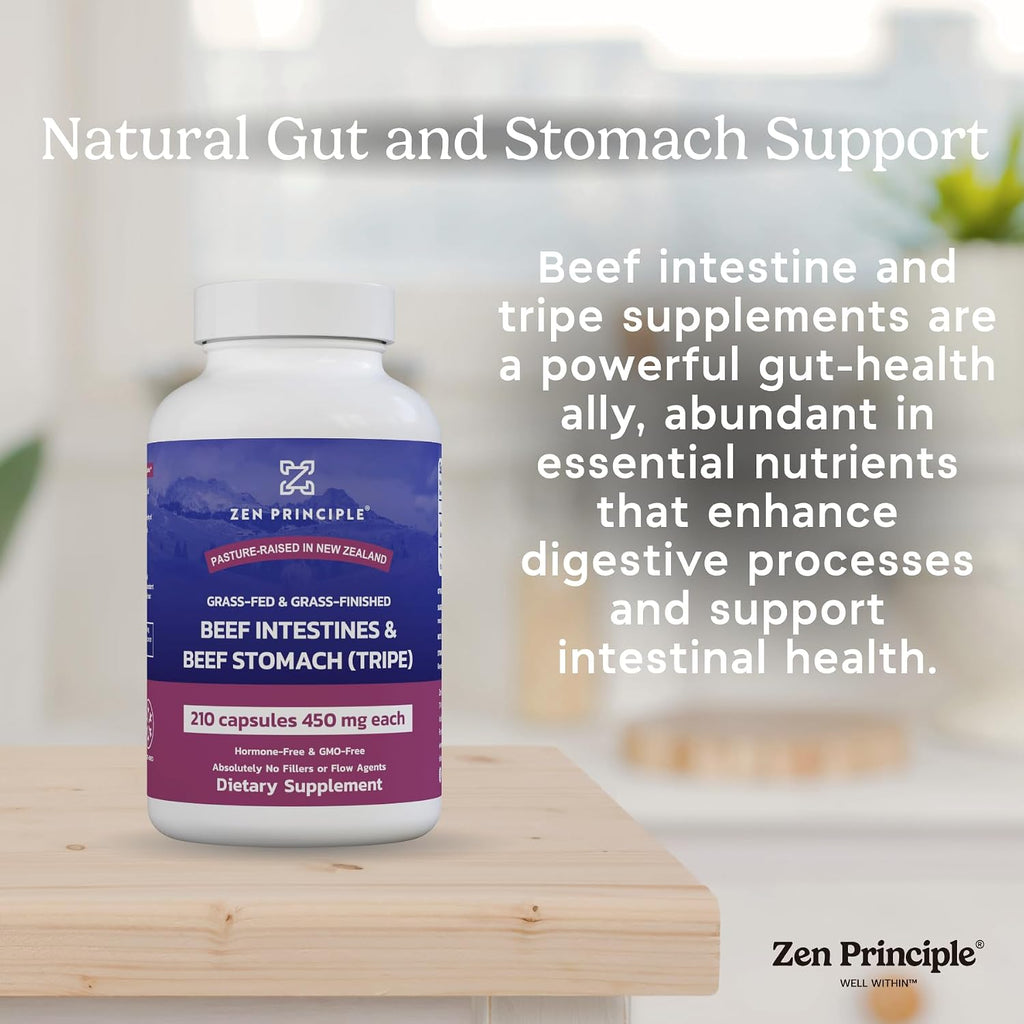 Zen Principle Suplemento de Intestinos de Res con Tripa - Paquete de 2 - 420 Cápsulas - Grass Fed New Zealand