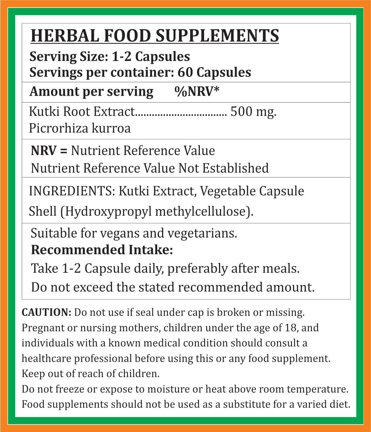 Kutki Forte 500 mg - 240 Cápsulas Veganas - Picrorhiza Kurroa 10:1