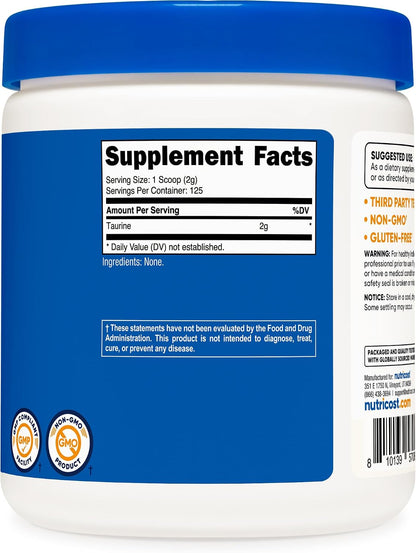 Nutricost Taurina en Polvo 250g - 125 Raciones, 2000mg por Ración – Image 5