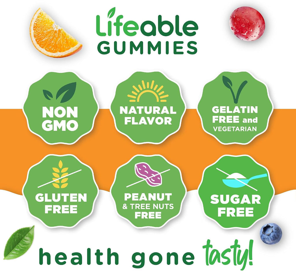 Lifeable Gominolas de Vitamina B12 Sin Azúcar | 1000 mcg | Sabor Fresa | Apoyo Energía y Metabolismo | 90 Gominolas