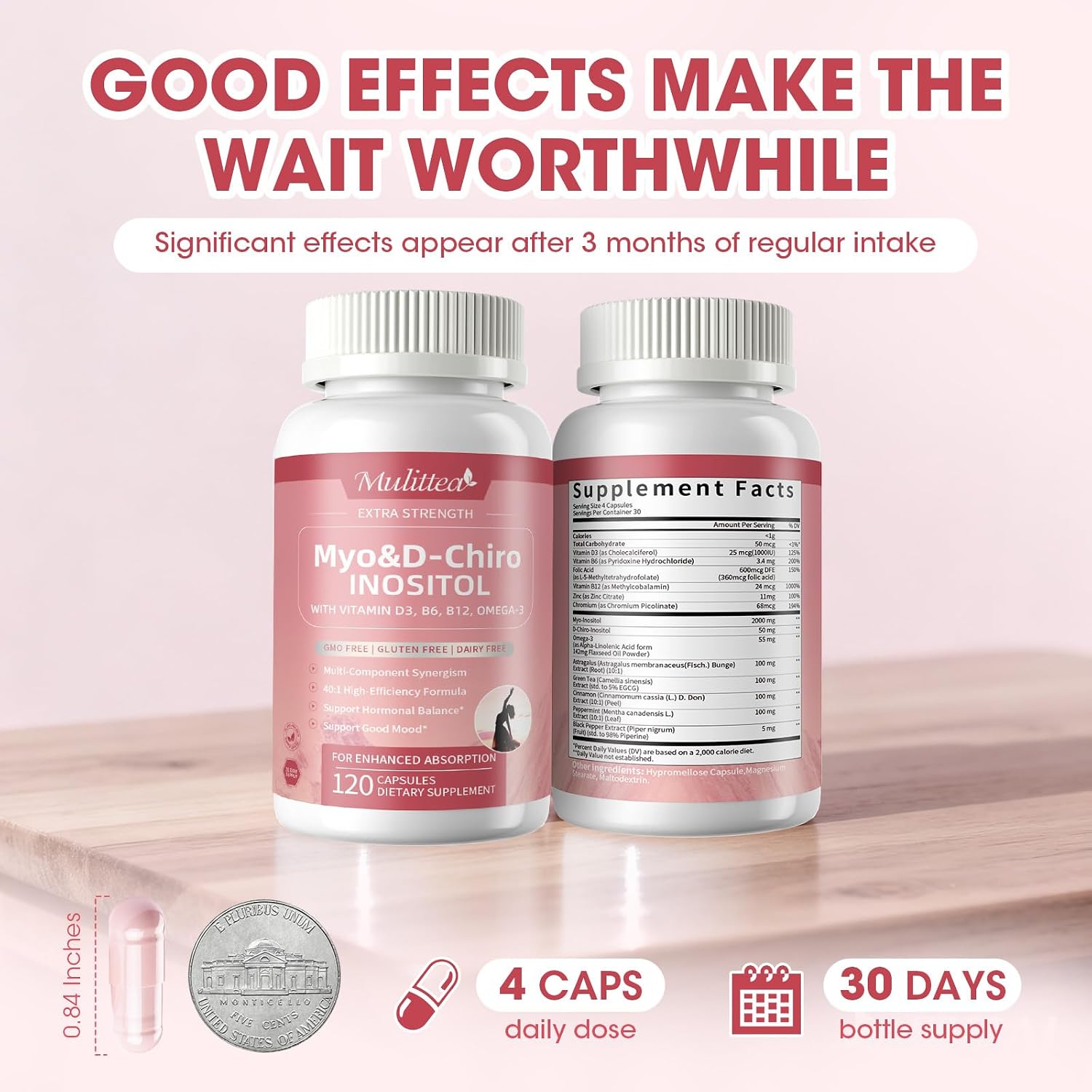 Myo-Inositol y D-Chiro Inositol para Mujeres, 14-en-1 Inositol Liposomal con Ácido Fólico, Omega-3 y Multivitaminas, 120 Cápsulas Veganas