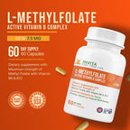 INVITA, L-Metilfolato 7.5 mg + Complejo B Activo – 60 Cápsulas – Suplemento 5-MTHF con Vitamina B6 y B12 Metilcobalamina – No-GMO, Sin Gluten, 2 Meses