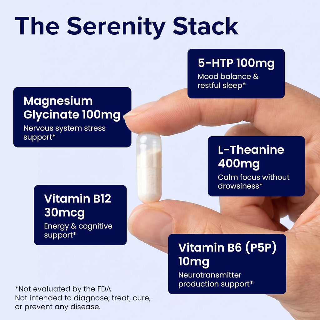 5-HTP 100mg + L-Theanina 400mg | Complemento para el Estrés y Relajación | AgeImmune