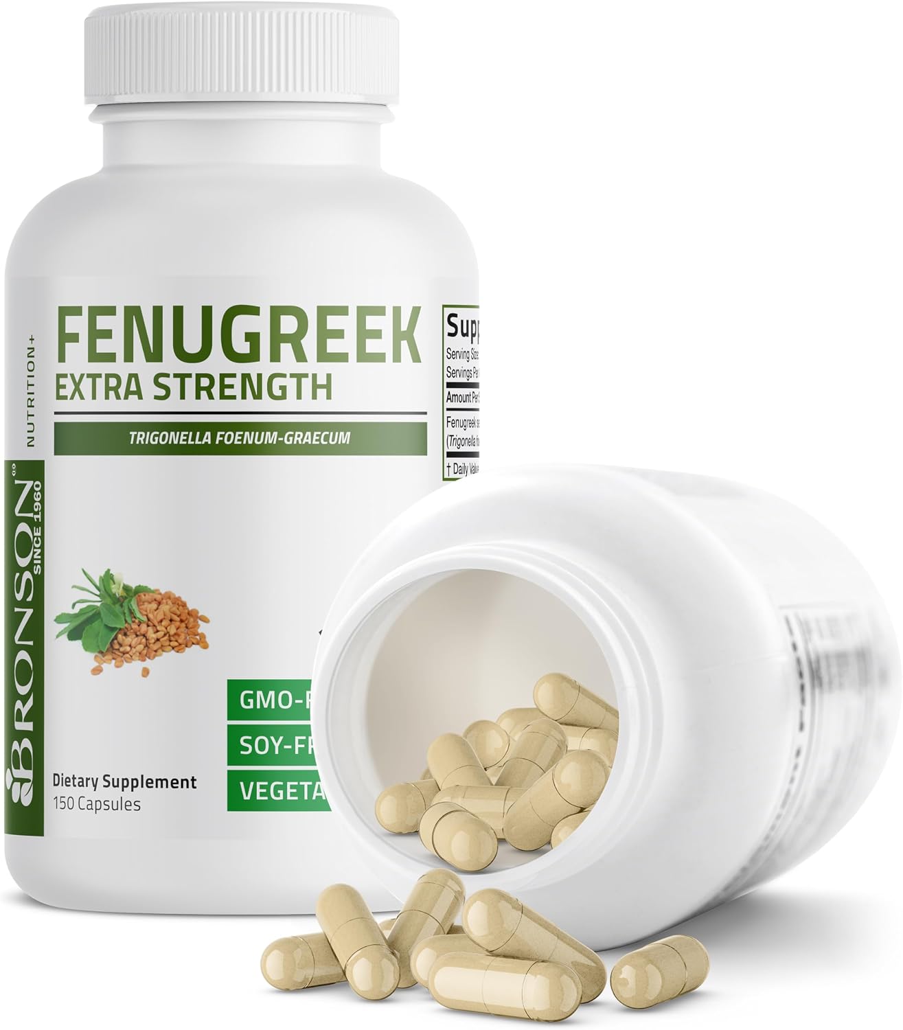 Bronson Fenugreek Seed Powder Capsules Extra Strength, 150 Cápsulas