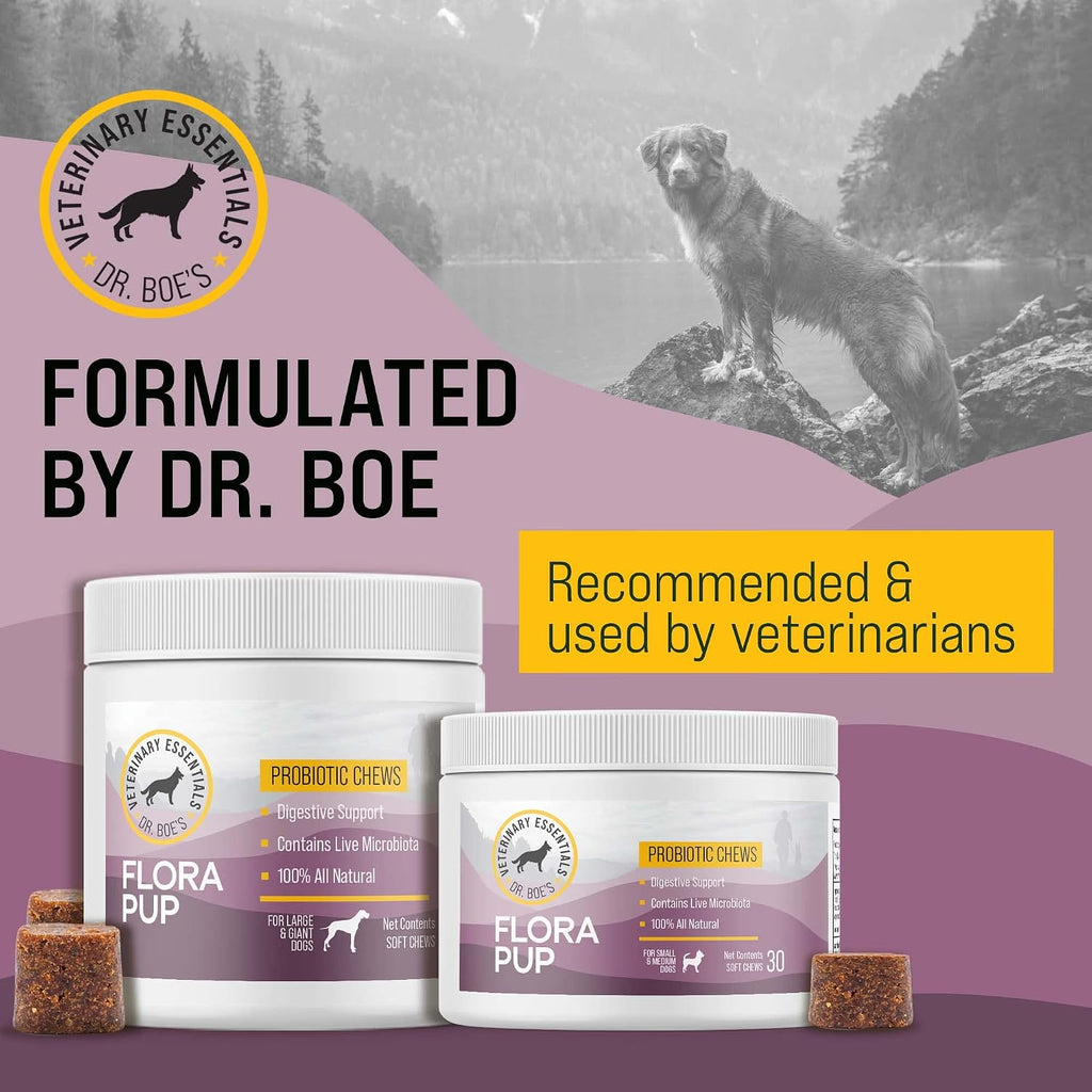FloraPup Probióticos y Apoyo Digestivo para Perros – Masticables Suaves
