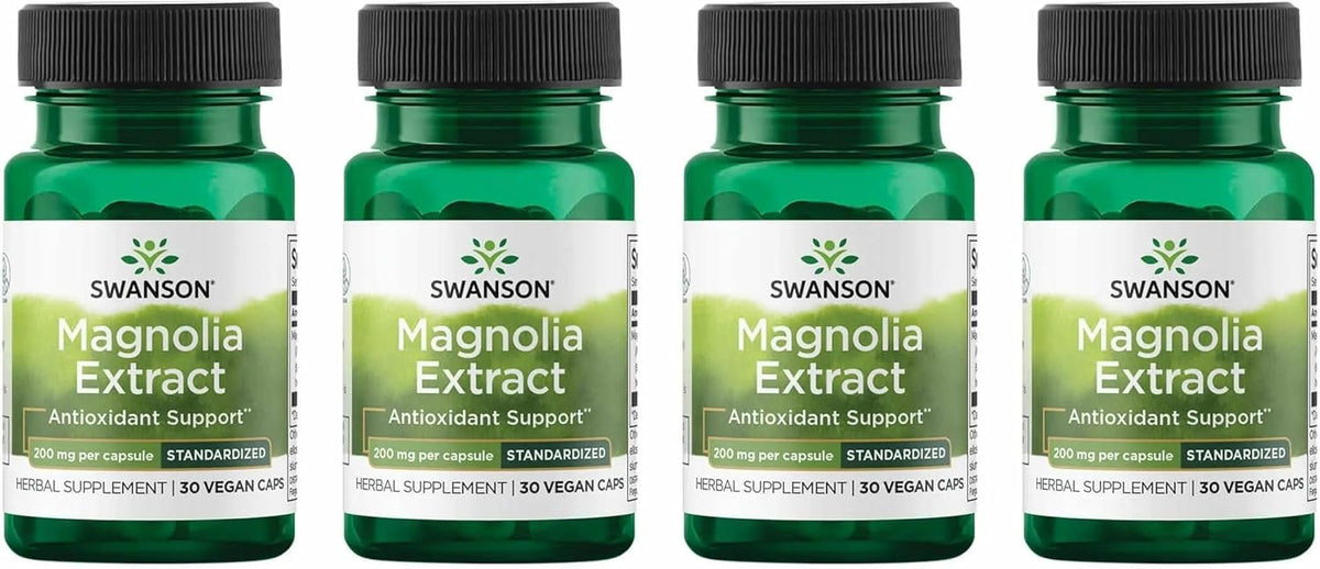 Swanson Corteza de Magnolia (200 mg, 30 Cápsulas Vegetales) - Pack de 4 – Image 1