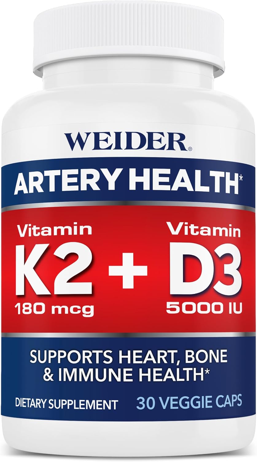 Weider Artery Health - Salud Arterial y Corazón - con Vitamina K2, D3 y Jengibre - 30 Cápsulas Veganas