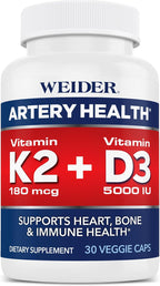 Weider Artery Health - Salud Arterial y Corazón - con Vitamina K2, D3 y Jengibre - 30 Cápsulas Veganas