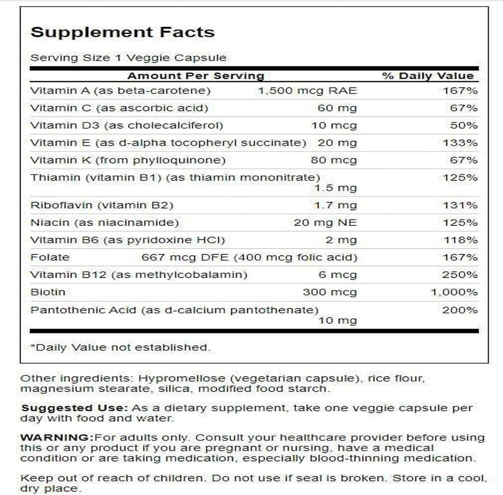 Swanson Multivitamínico Diario Sin Minerales, 30 Cápsulas Vegetales