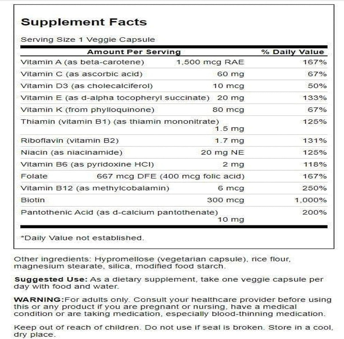 Swanson Daily Multivitamin Without Minerals, – Composición: Si ya tomas minerales por separado o sigues una dieta – Image 2