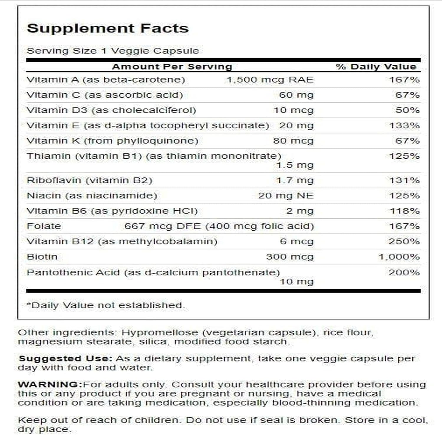 Swanson Multivitamínico Diario Sin Minerales, 30 Cápsulas Vegetales