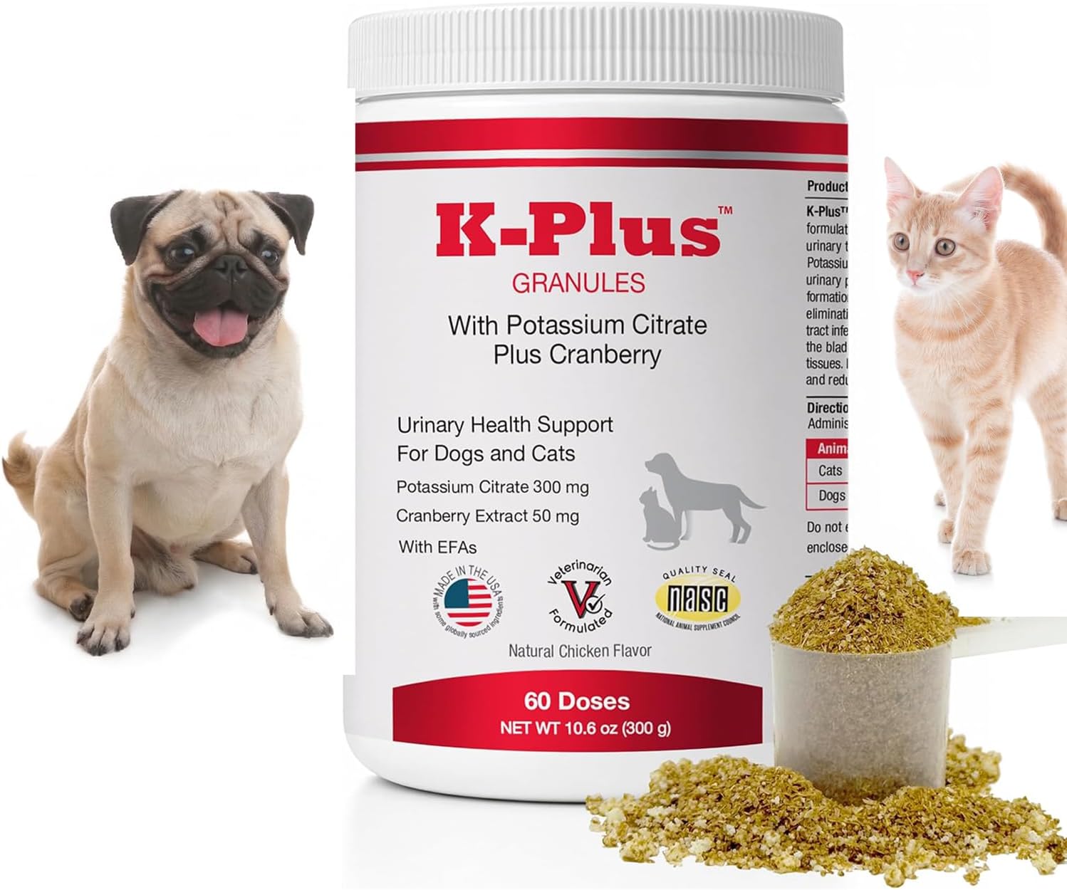 K-Plus Citrato de Potasio + Arándano Gránulos para Perros y Gatos – 60 Dosis
