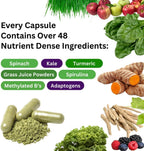 Paradise Herbs Earth's Blend Multivitamínico Diario Sin Hierro – 48 Superalimentos Orgánicos, Probióticos, Antioxidantes, Vitaminas A, B12, C, D, K2 – 120 Cápsulas