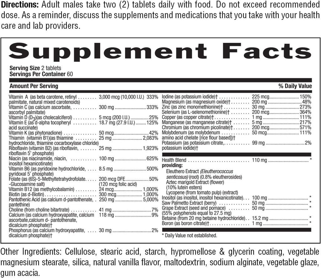 Country Life Max para Hombres Multivitamínico - 120 Comprimidos Vegetarianos