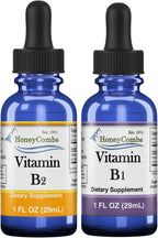 HoneyCombs Gotas de Alta Potencia de Vitamina B1 (Tiamina) y B2 (Riboflavina) - Sin Alcohol, Fácil Absorción