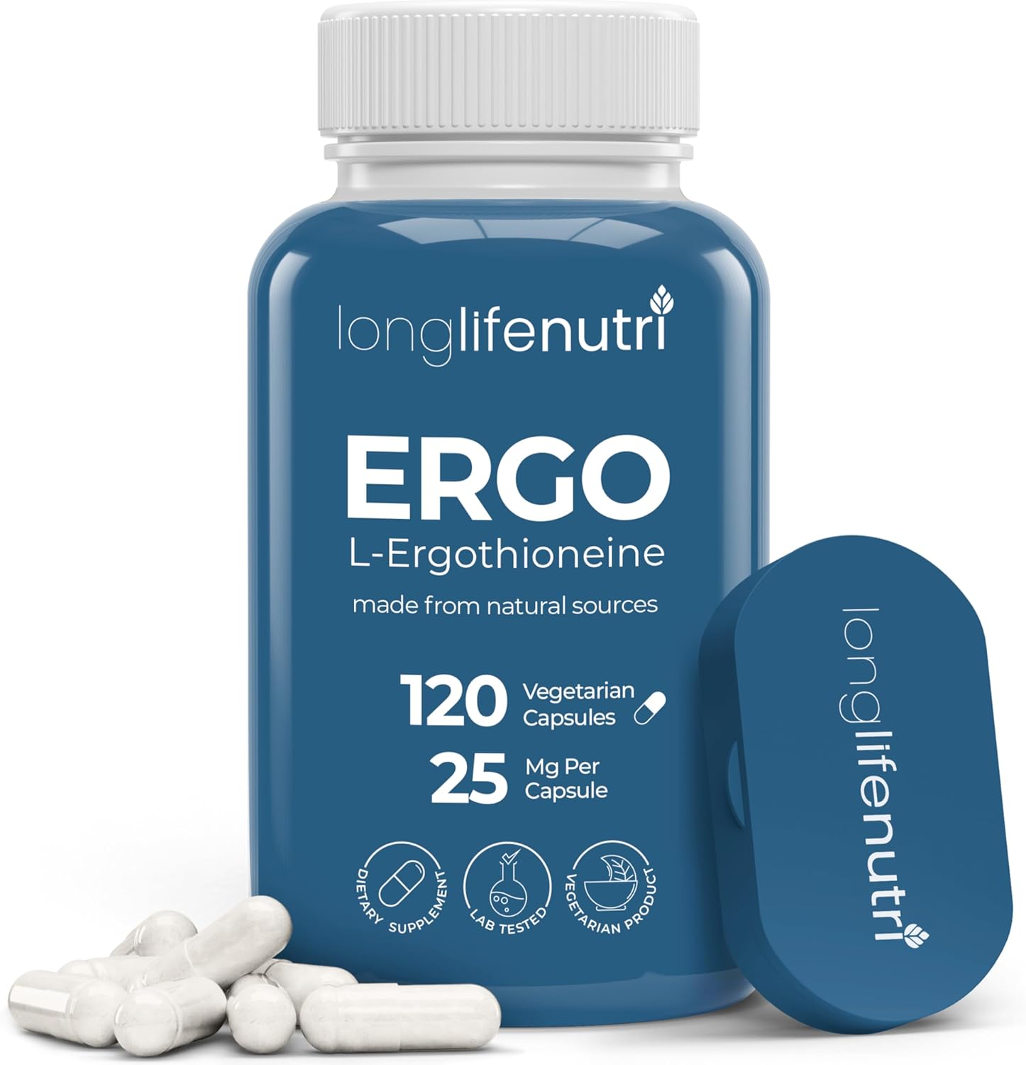 L-Ergothioneine 25mg - 120 Cápsulas Vegetarianas, Suministro para 4 Meses, Suplemento Antioxidante