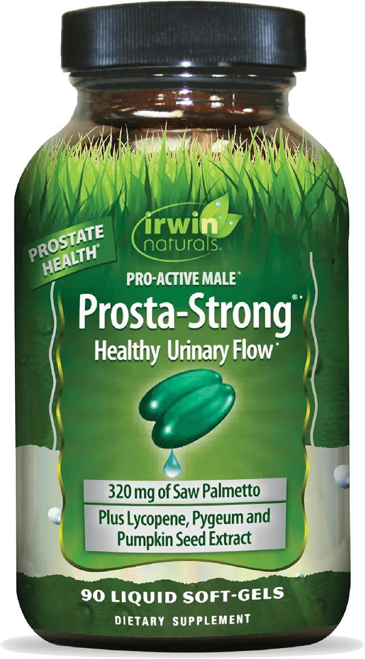 Irwin Naturals Prosta-Strong - 90 Softgels - Salud Prostática con Saw Palmetto, Licopeno y Semilla de Calabaza