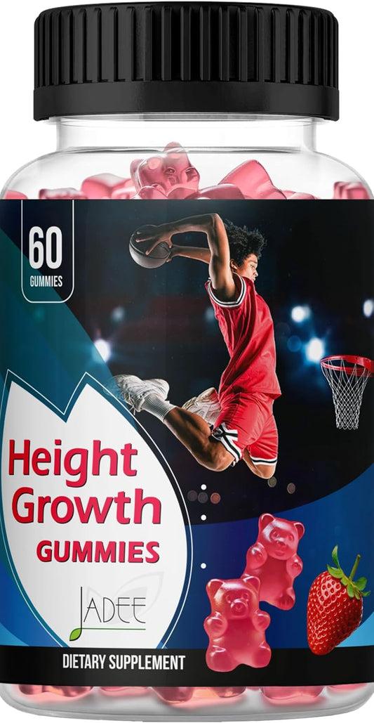 Jadee Gominolas de Crecimiento para Adolescentes y Niños - Calcio 325mg, Vitaminas D3, K2, C, Magnesio, Ashwagandha, Zinc, L-Arginina