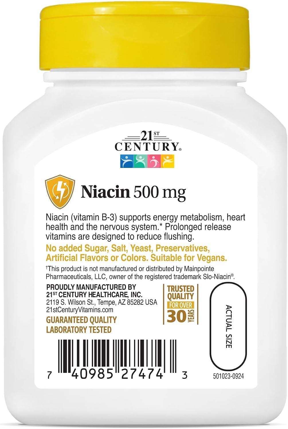 21st Century Niacina 500 mg Comprimidos de Liberación Prolongada, 100 unidades