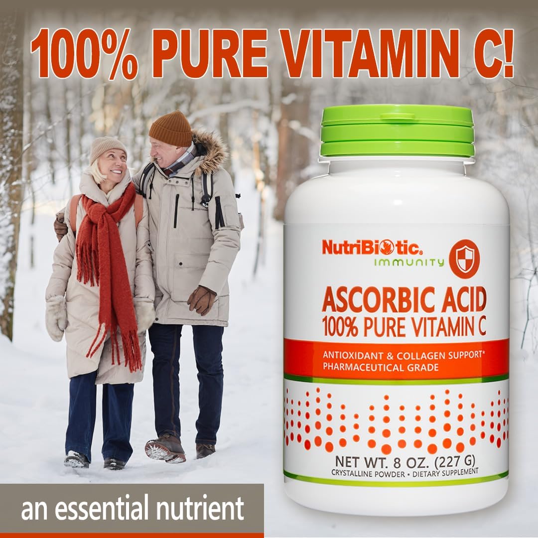 NutriBiotic Ascorbic Acid Vitamin C Powder, 8 oz (227 g) - 2000 mg per serving