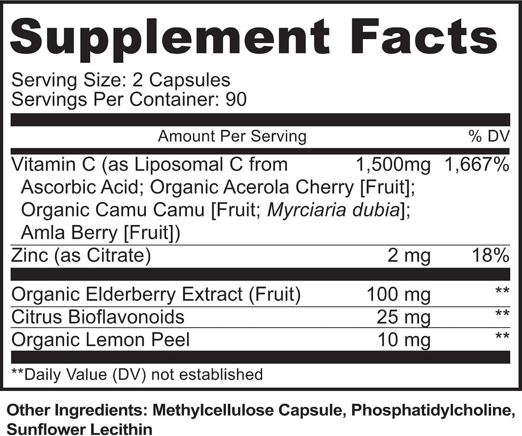 MoxyVites Vitamina C Liposomal con Zinc y Bayas Orgánicas (180 Cápsulas)