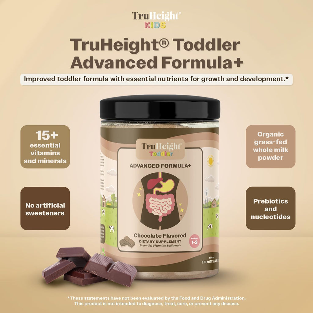 TruHeight Fórmula Avanzada Toddler+ (Chocolate) - 16 Vitaminas para Niños de 1 a 3 Años