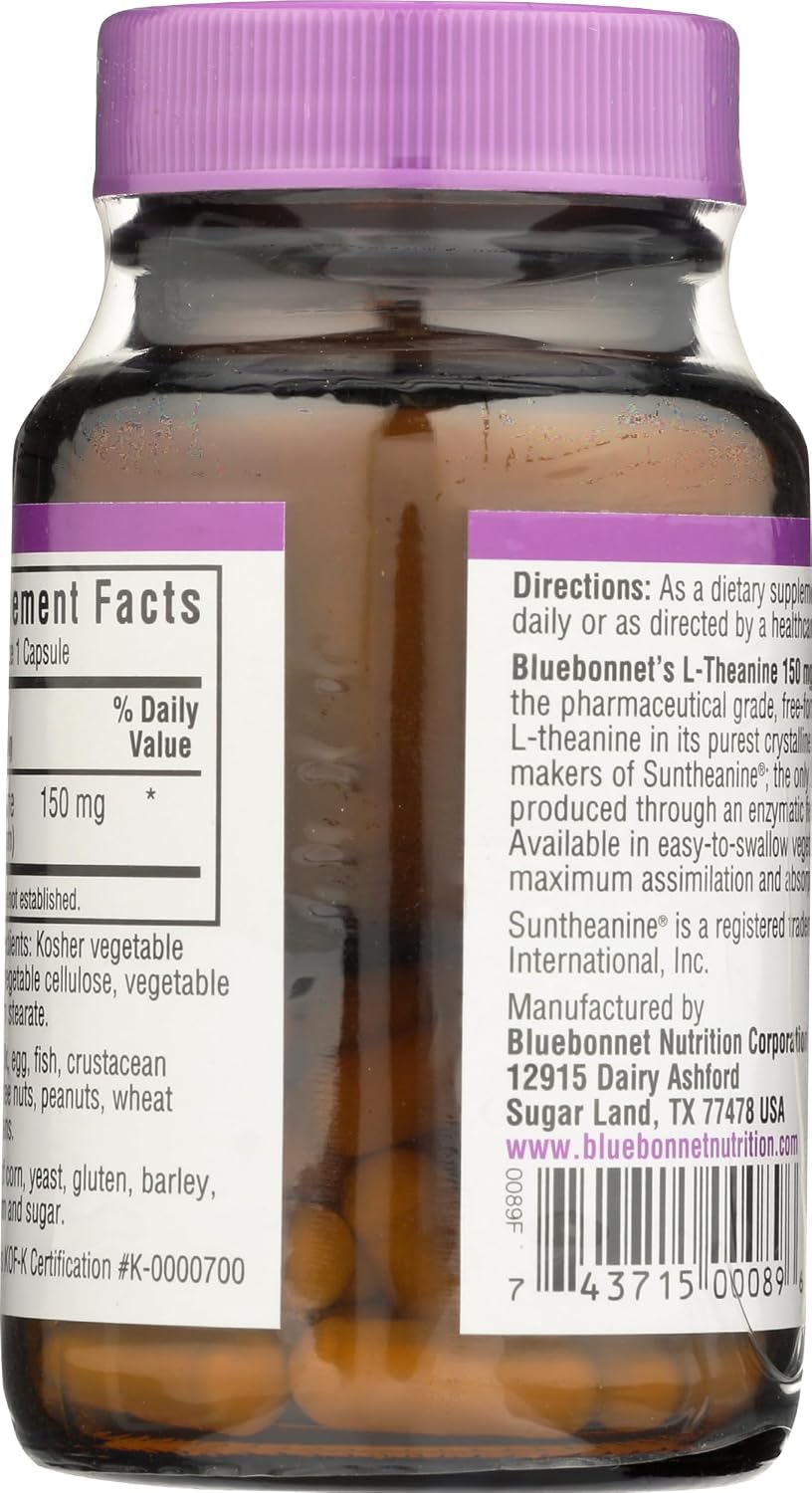 Bluebonnet Nutrition L-Teanina 200 mg, 30 cápsulas