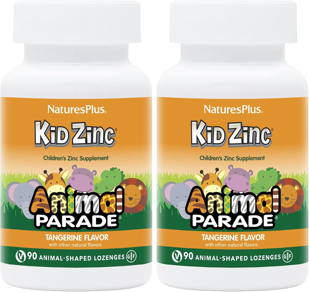 Animal Parade KidZinc - Zinc Orgánico Quelado para Niños - 90 Pastillas Sabor Mandarina