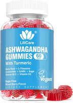 Ashwagandha Gummies, 2000mg Extracto de Raíz Orgánica para Mujeres y Hombres - 60 Gominolas